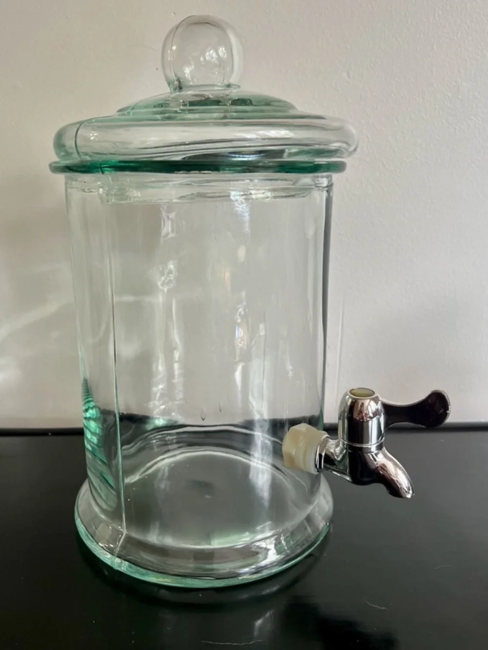 Vintage Large Glass Beverage Dispenser Jar with Lid and Spigot